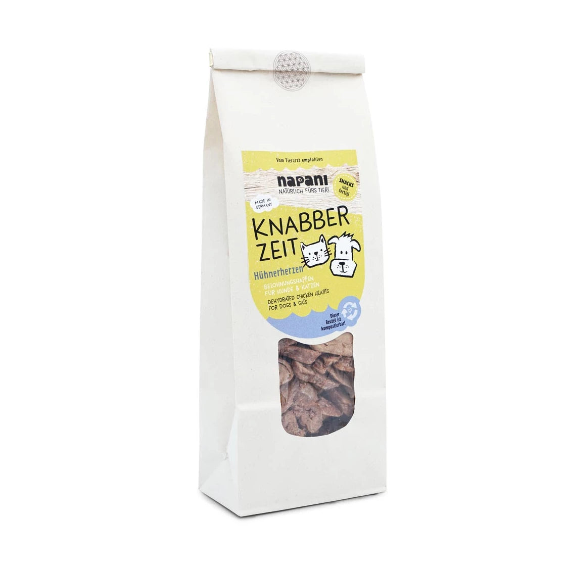 Knabber Zeit - Hühnerherzen gefriergetrocknet für Hunde & Katzen, 150g